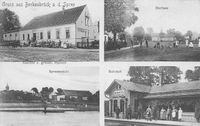 Gasthof zum gem&uuml;tlichen Hannes, Dorfaue, Spreeansicht und Bahnhof, ca. 1907, Verlag Georg Pfeiffer, Berlin O, Aufnahmen ca. 1907